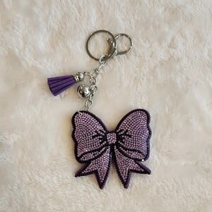 Purple Bow Keychain with Tassel Bag Charm